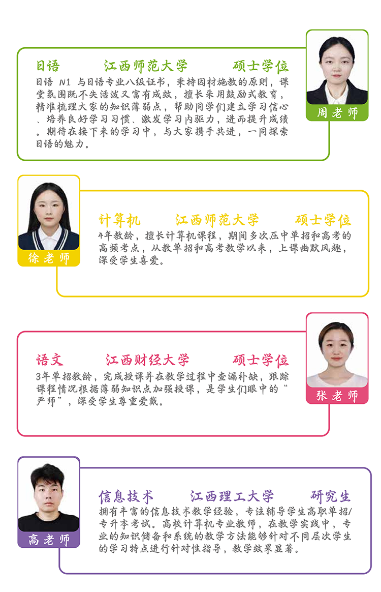 师资介绍第3页 - 周老师/徐老师/张老师/高老师